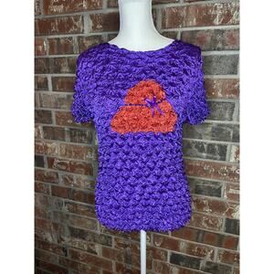 Origami Magic Scarf Purple Crinkle Shirt One Size Purple Y2K 00s Short Sleeve